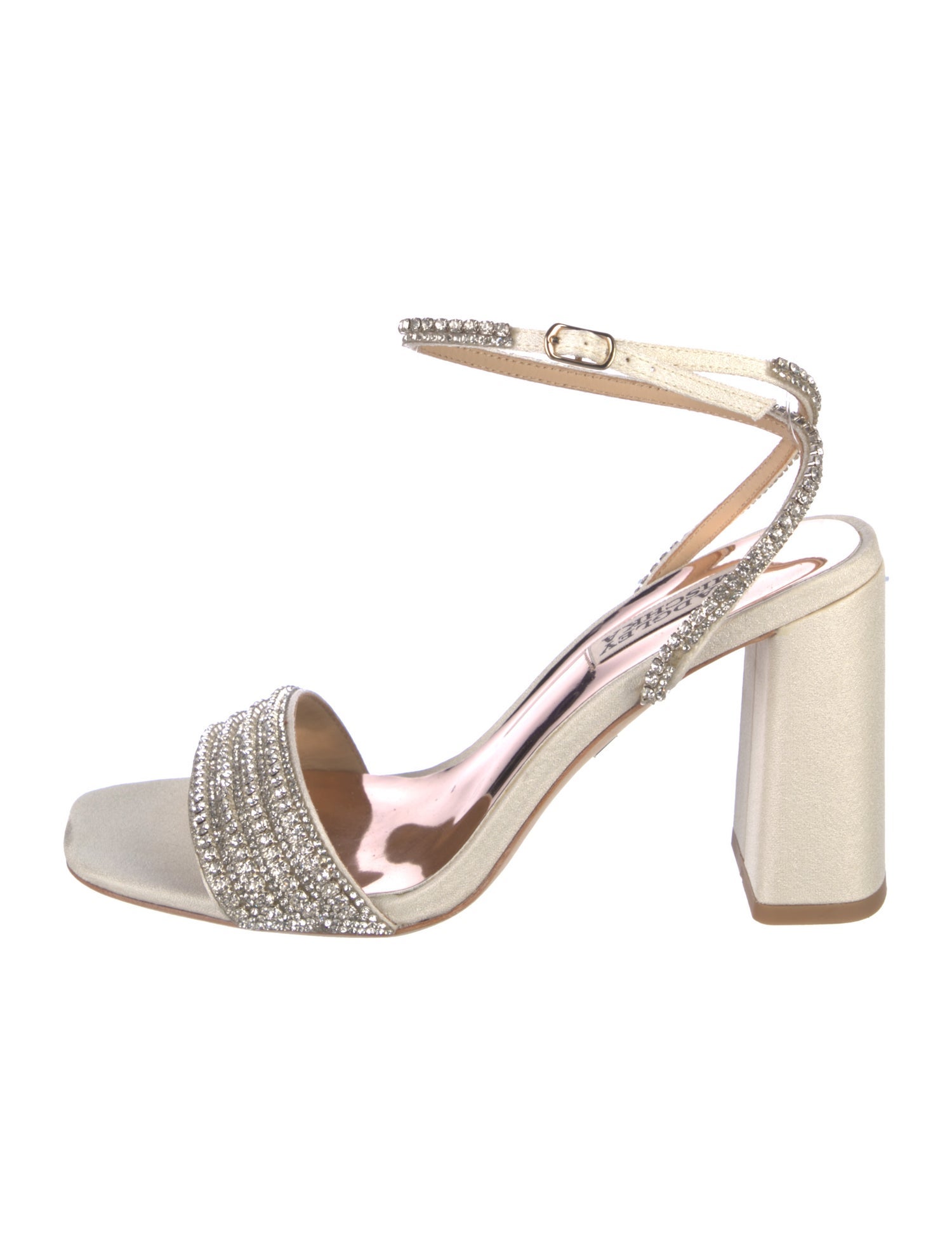 Badgley Mischka Satin Crystal Embellishments Sandals