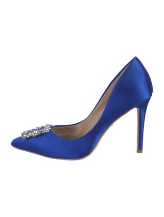 Badgley Mischka Satin Crystal Embellishments Pumps