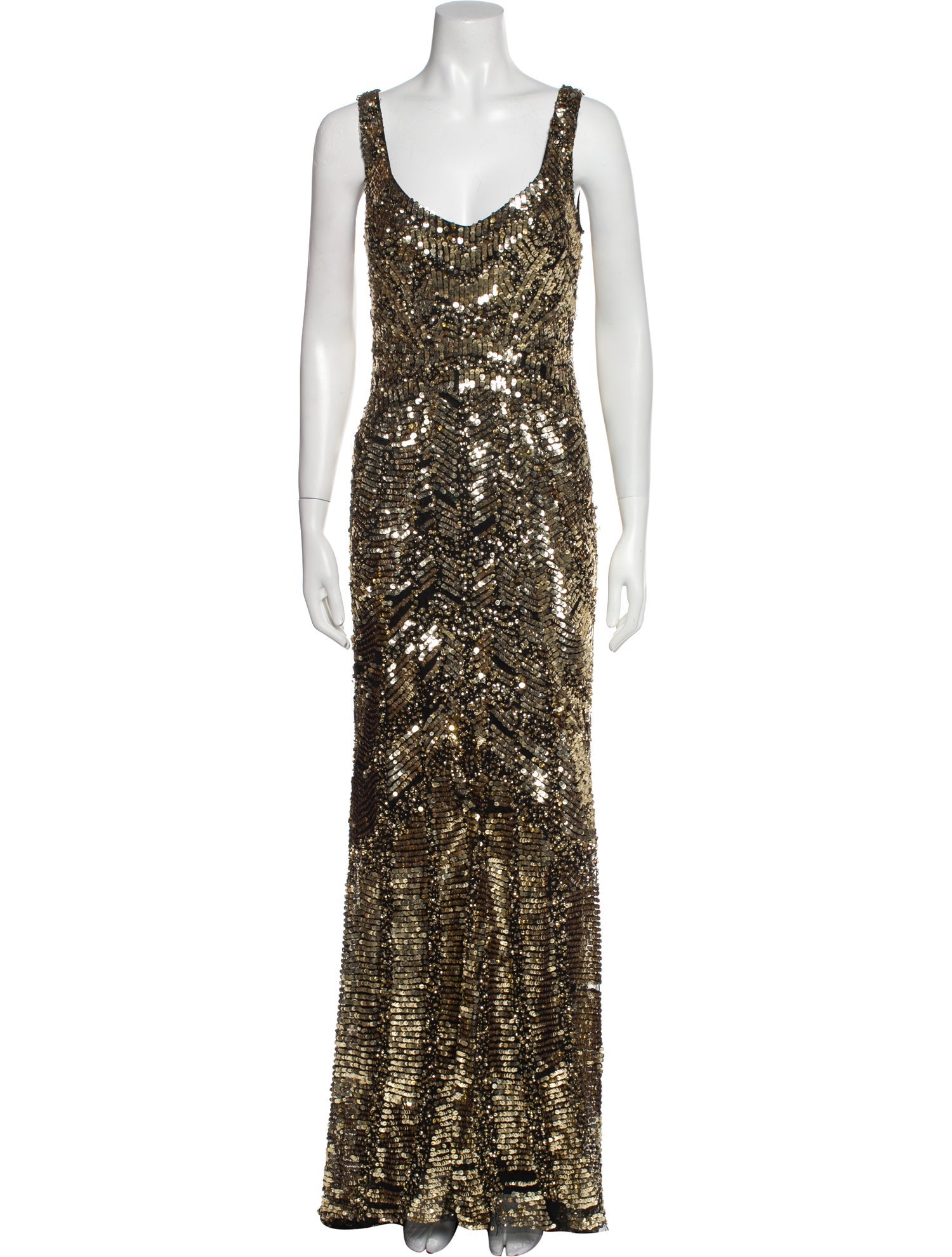 Badgley Mischka Scoop Neck Midi Length Dress