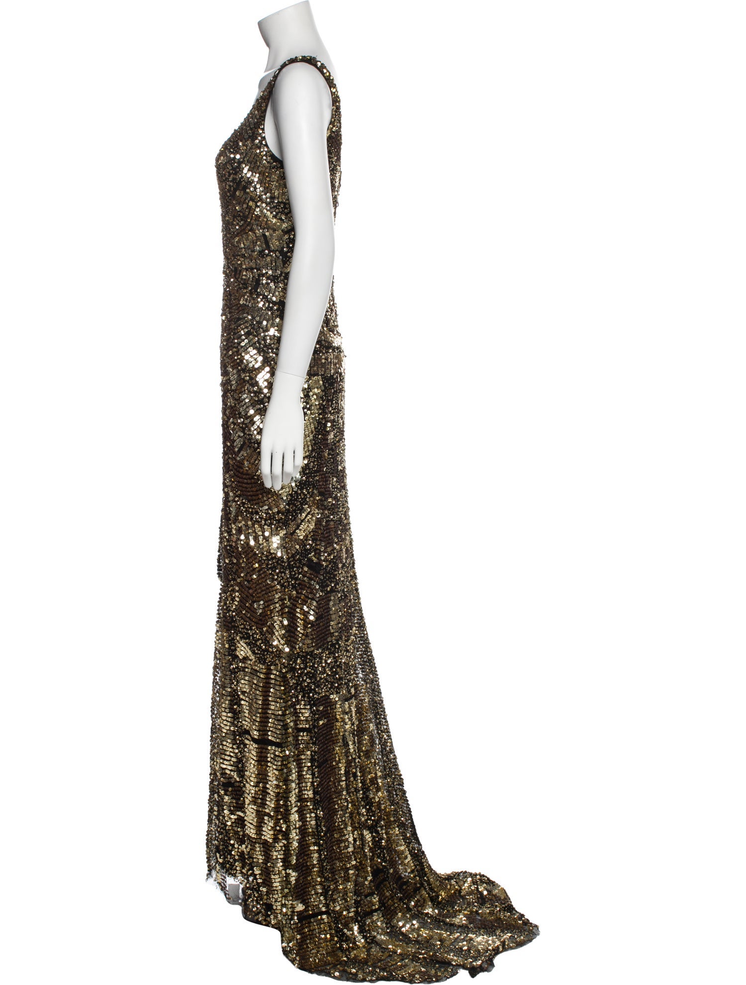 Badgley Mischka Scoop Neck Midi Length Dress