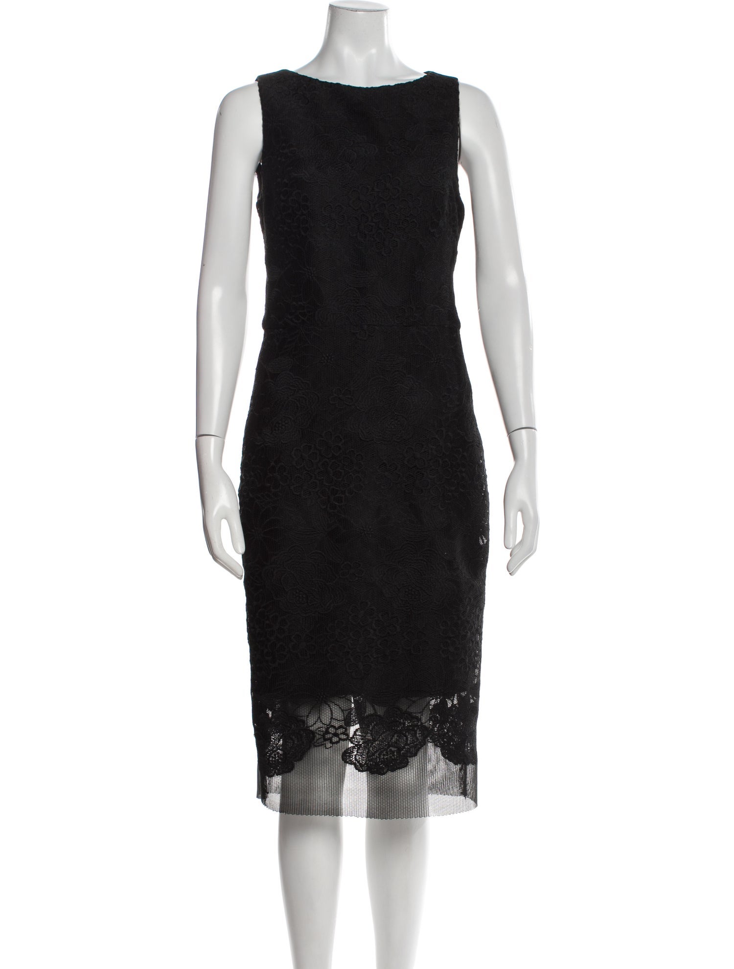 Badgley Mischka Women's Velvet Lace Sheath Dress - Black - Size 8