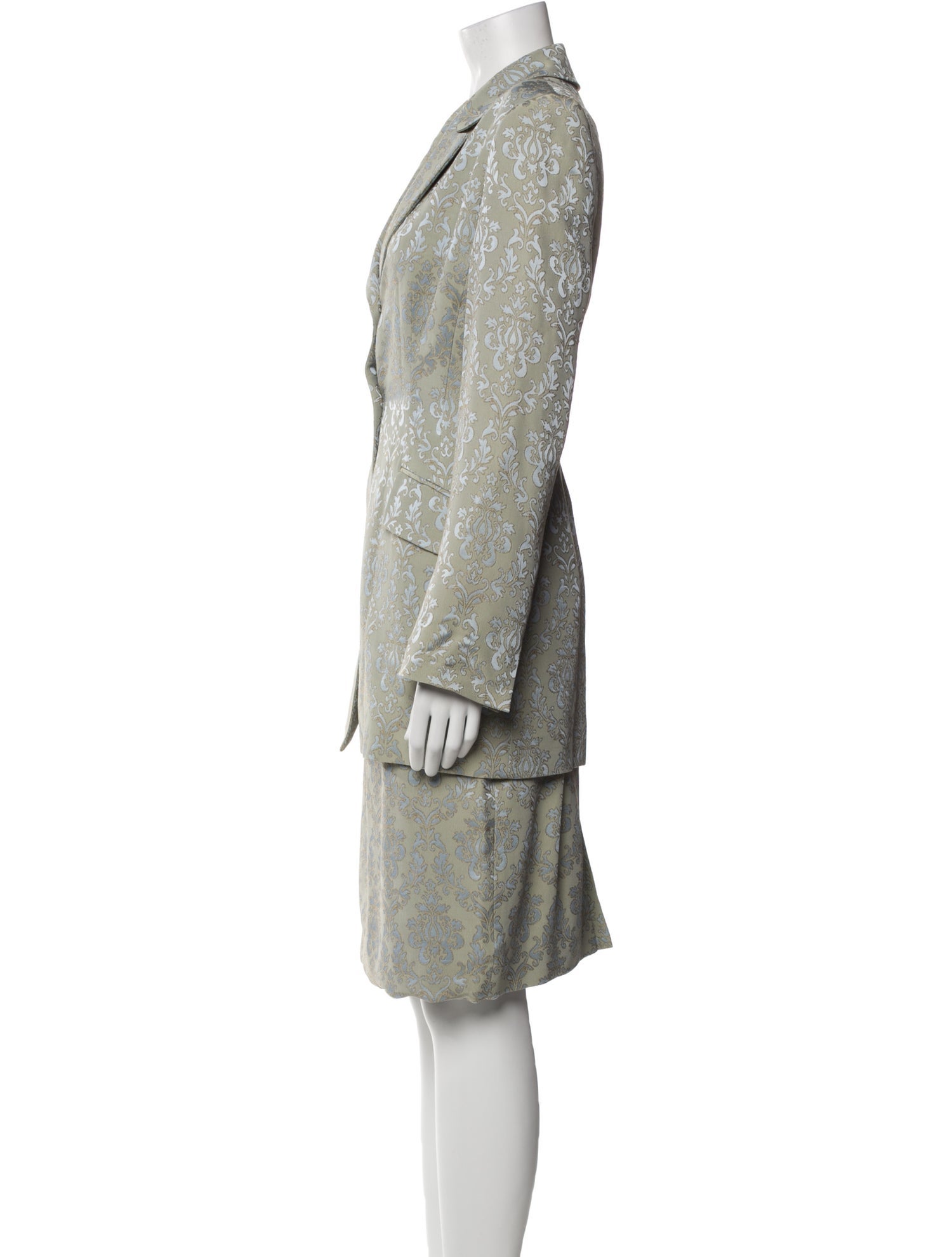 Badgley Mischka Printed Crystal Embellishments Skirt Suit