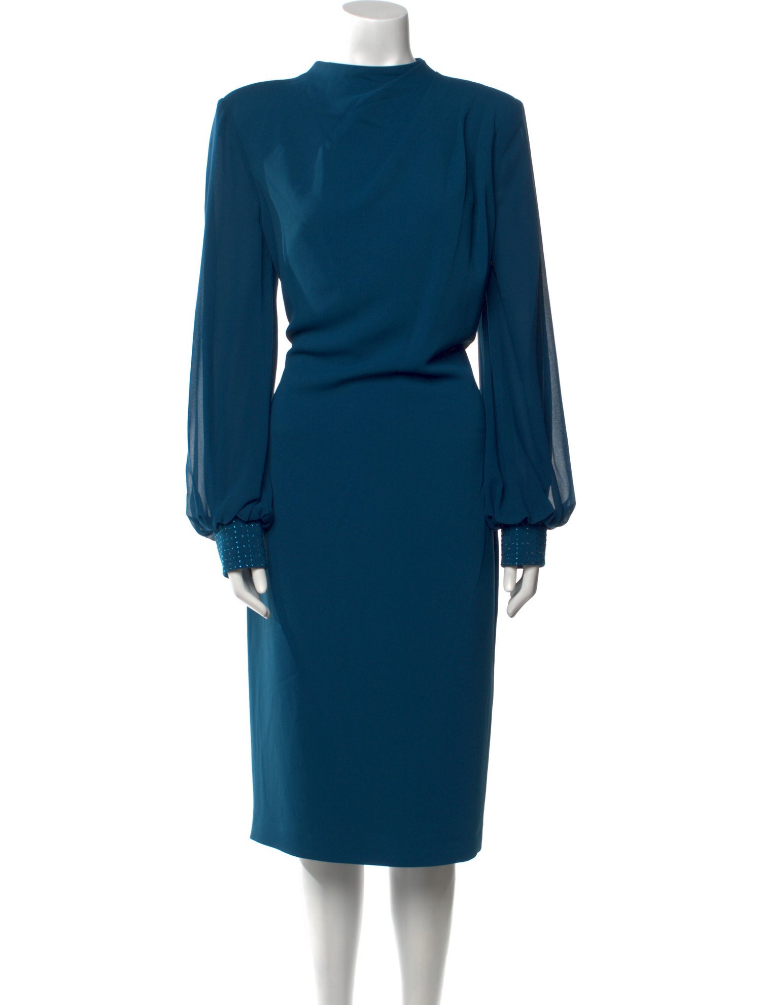 Badgley Mischka Cowl Neck Midi Length Dress