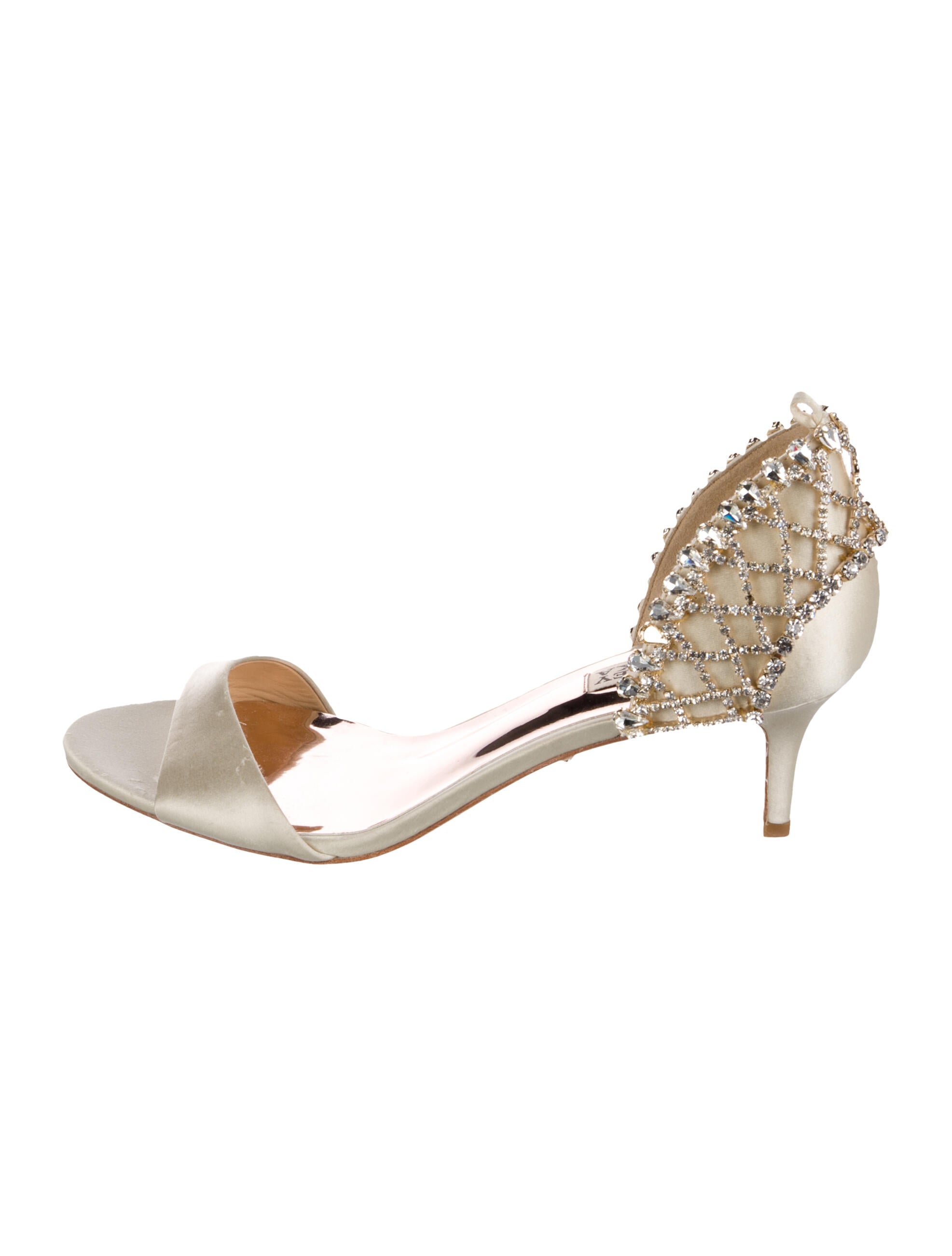 Badgley Mischka Satin Crystal Embellishments Sandals