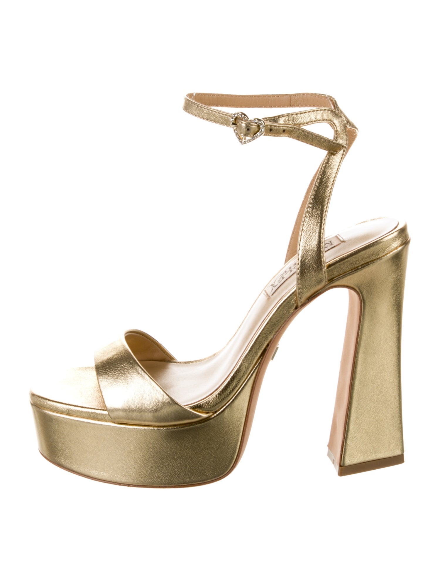 Badgley Mischka Leather Crystal Embellishments Sandals