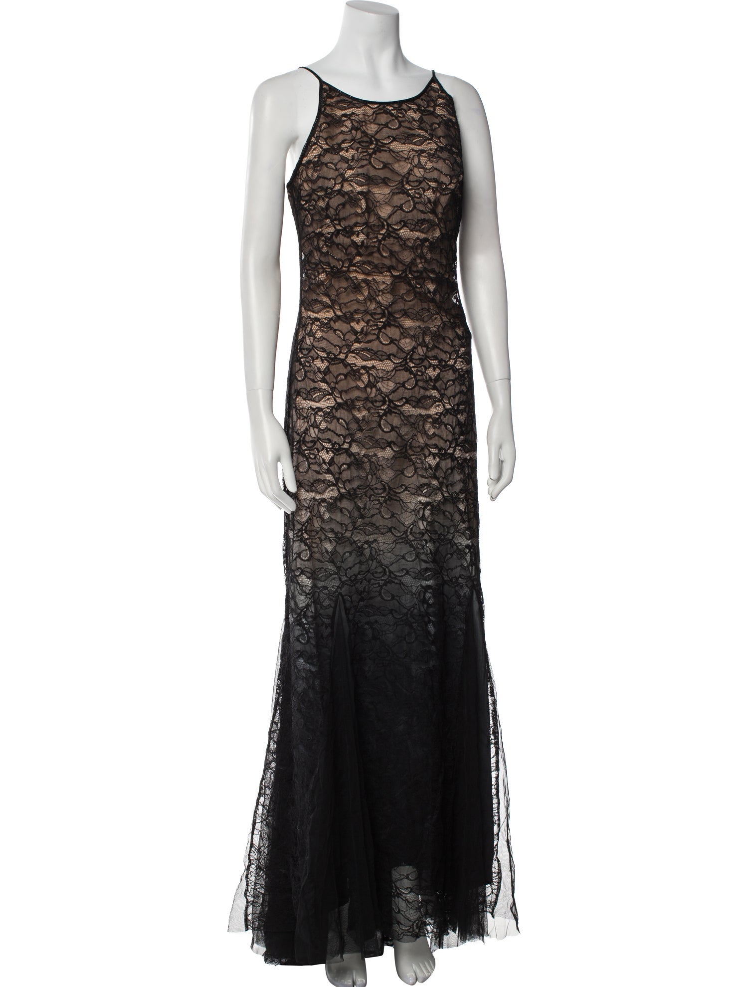 Badgley Mischka Lace Pattern Long Dress