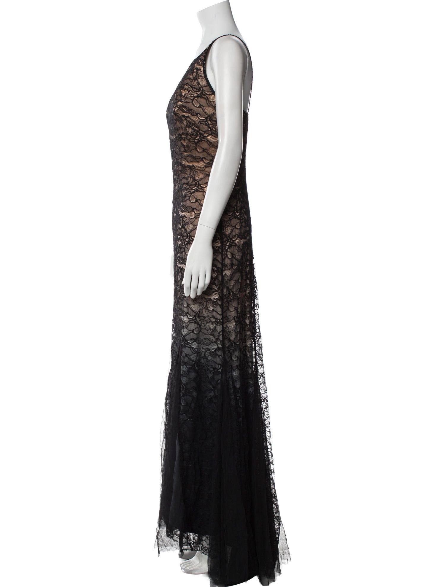 Badgley Mischka Lace Pattern Long Dress