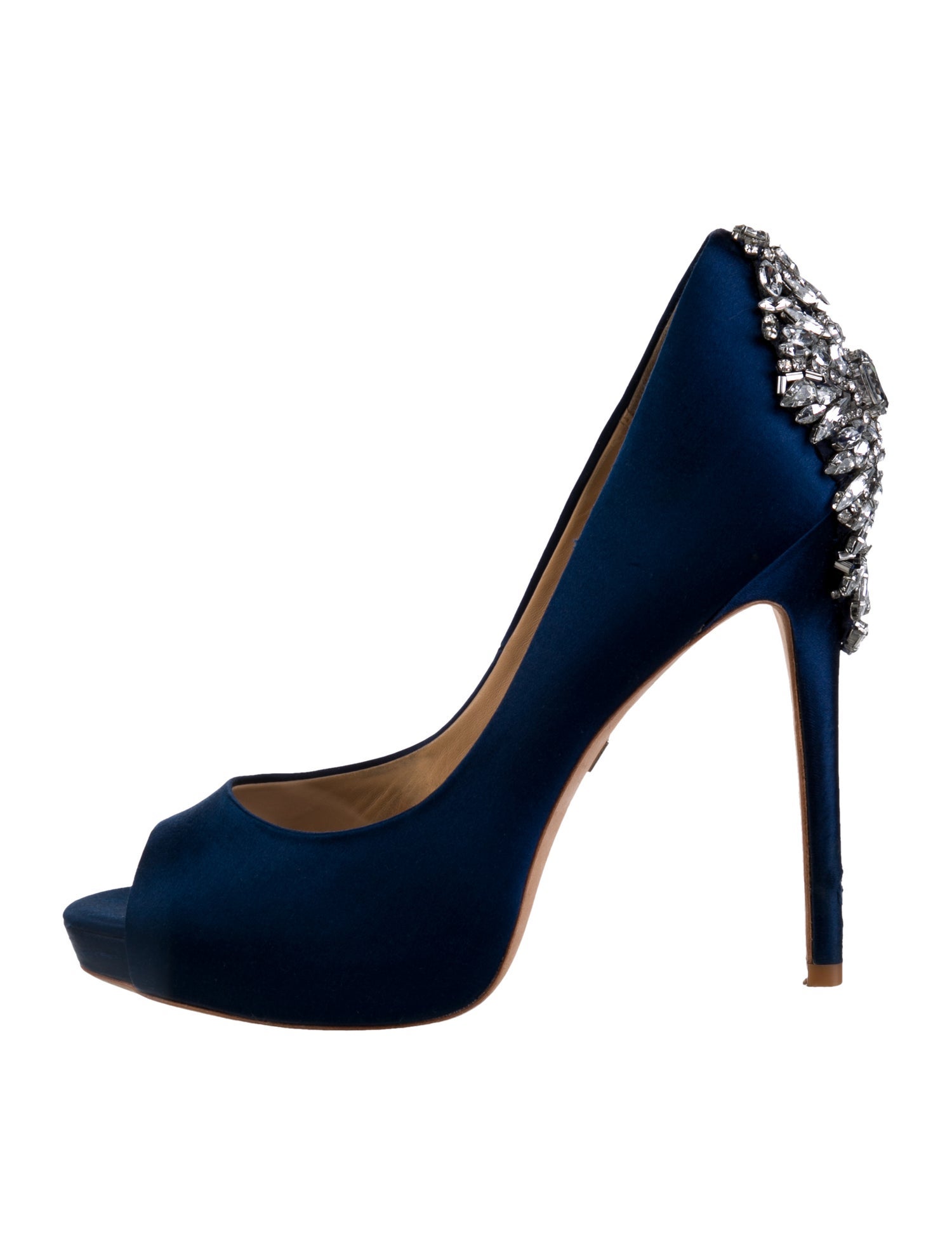 Badgley Mischka Satin Crystal Embellishments Pumps