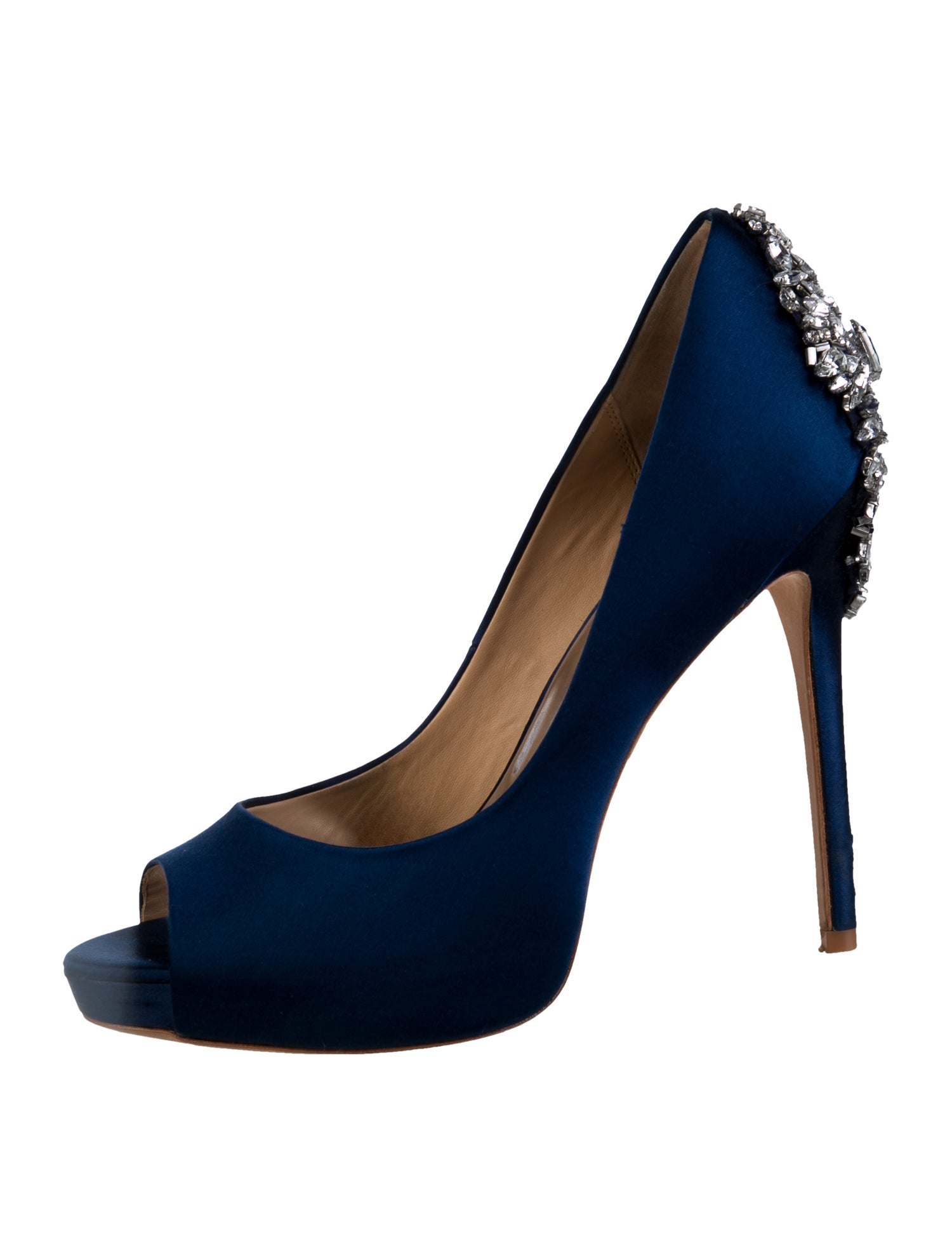 Badgley Mischka Satin Crystal Embellishments Pumps
