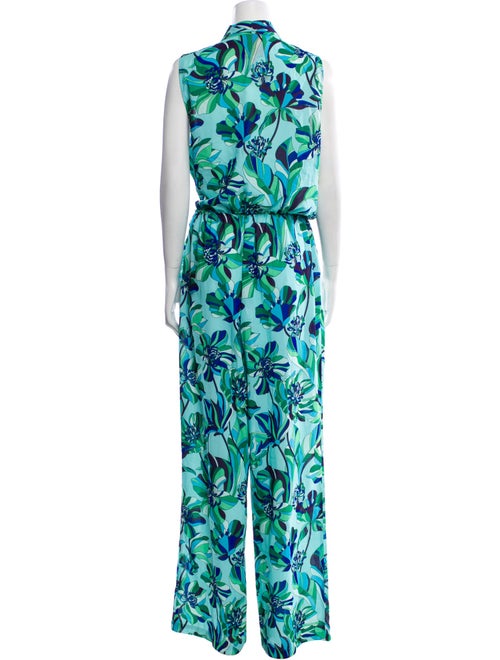 Badgley Mischka Floral Print V-Neck Jumpsuit