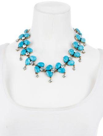 Badgley Mischka Blue Stone & Crystal Collar Necklace