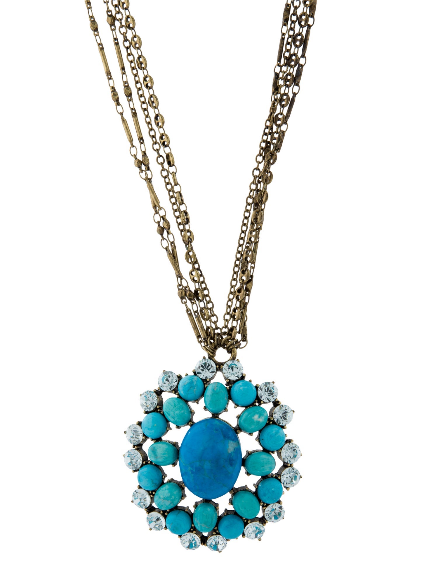 Badgley Mischka Blue Stone & Crystal Pendant Necklace