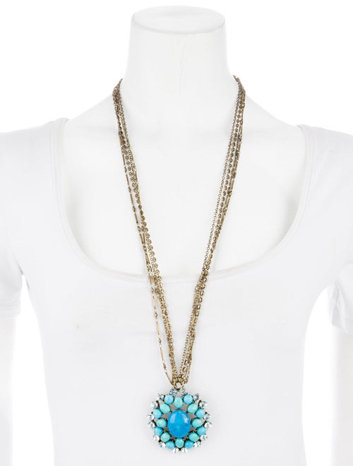 Badgley Mischka Blue Stone & Crystal Pendant Necklace