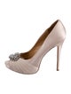 Badgley Mischka Satin Crystal Embellishments Pumps