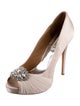 Badgley Mischka Satin Crystal Embellishments Pumps