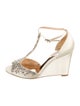 Badgley Mischka Satin Crystal Embellishments T-Strap Sandals