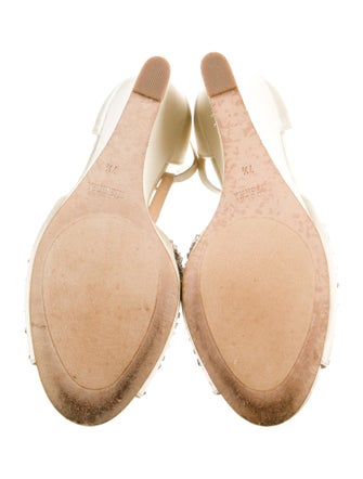 Badgley Mischka Satin Crystal Embellishments T-Strap Sandals