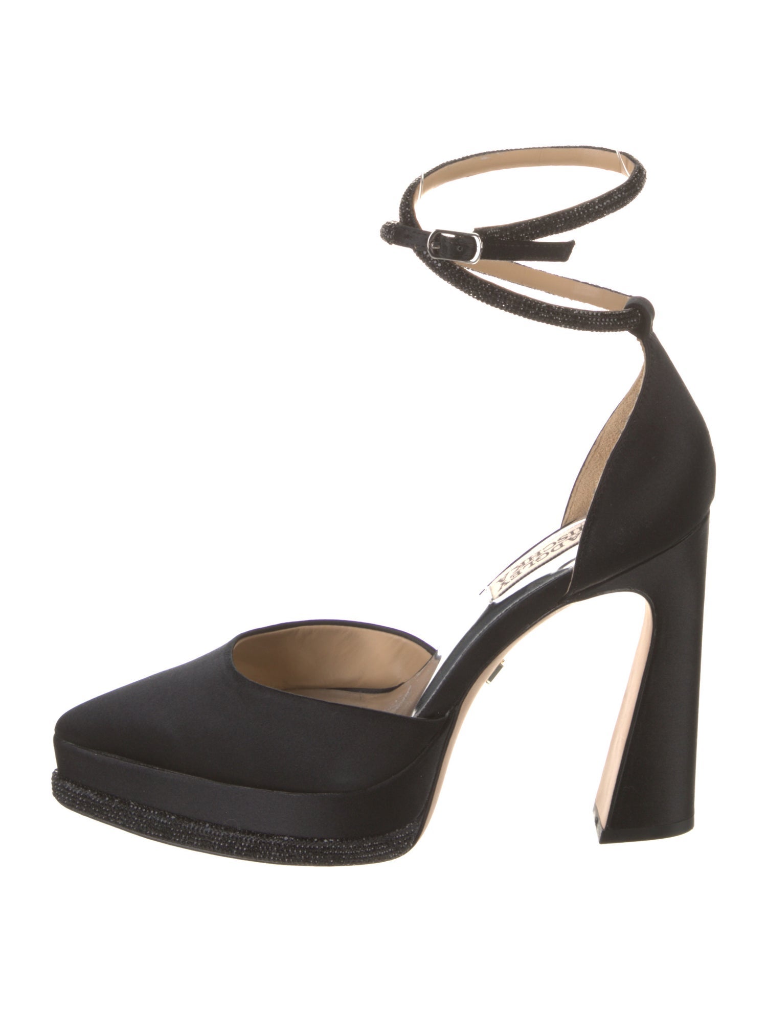 Badgley Mischka Satin Crystal Embellishments D'Orsay Pumps