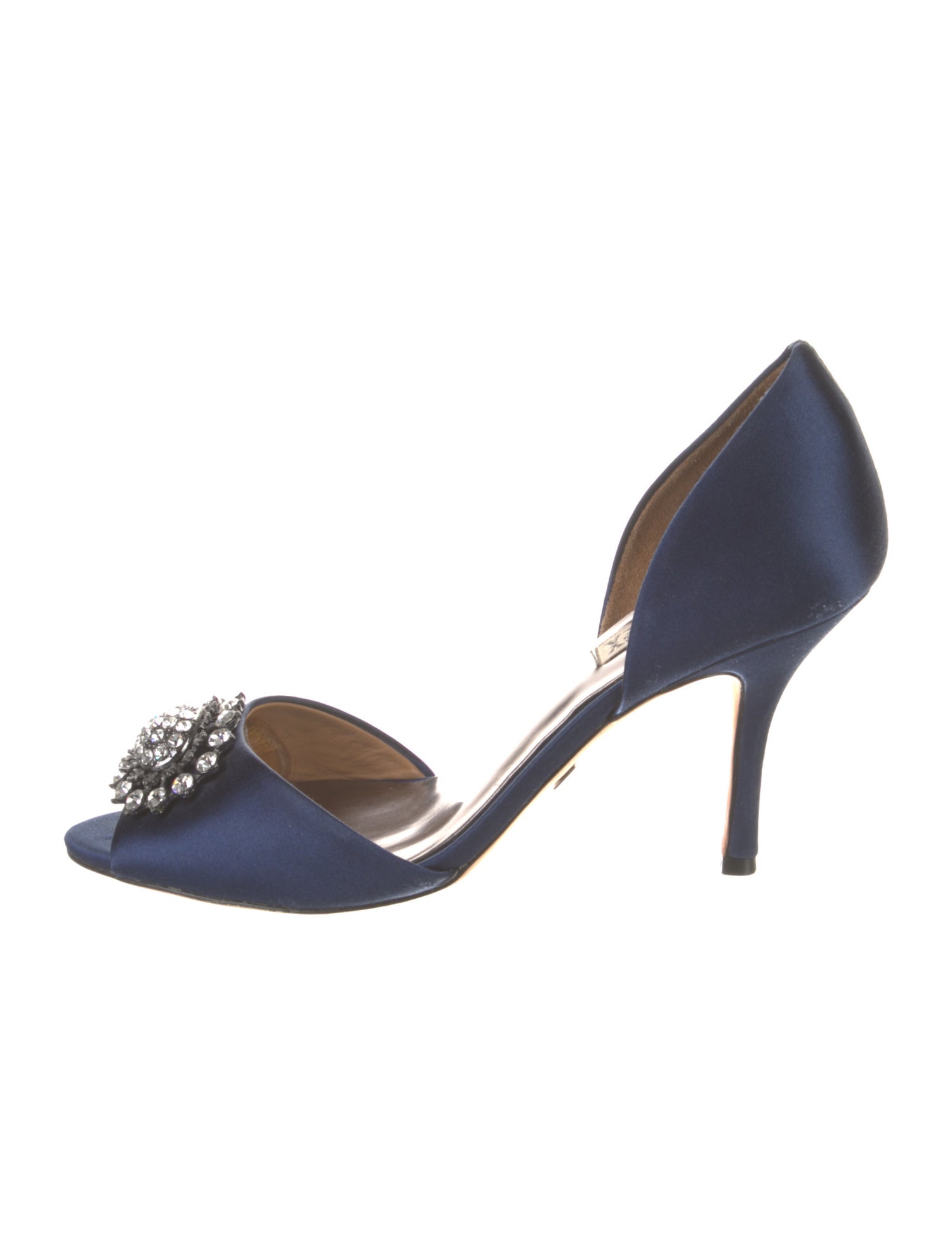 Badgley Mischka Satin Crystal Embellishments D'Orsay Pumps