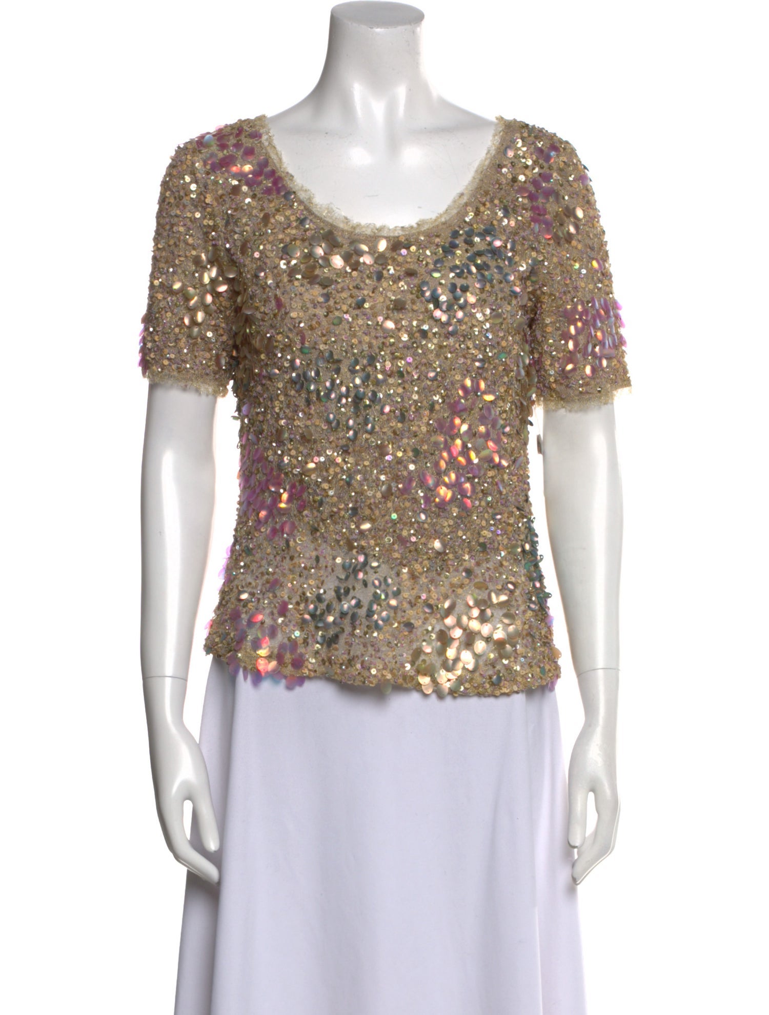 Badgley Mischka Floral Print Scoop Neck T-Shirt w/ Tags