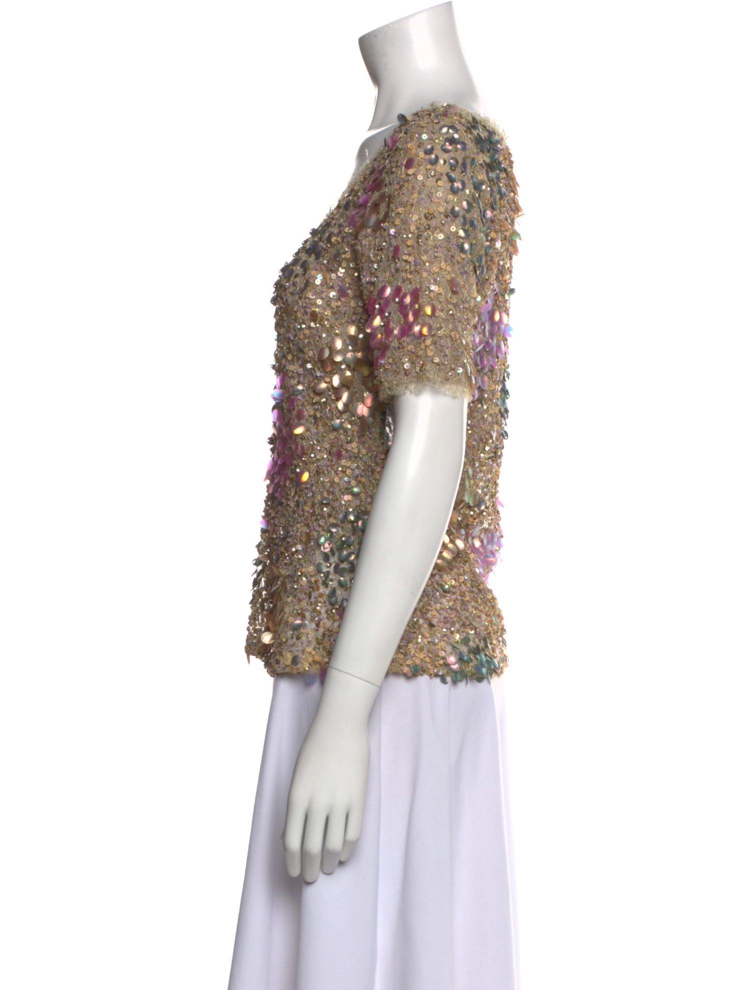 Badgley Mischka Floral Print Scoop Neck T-Shirt w/ Tags