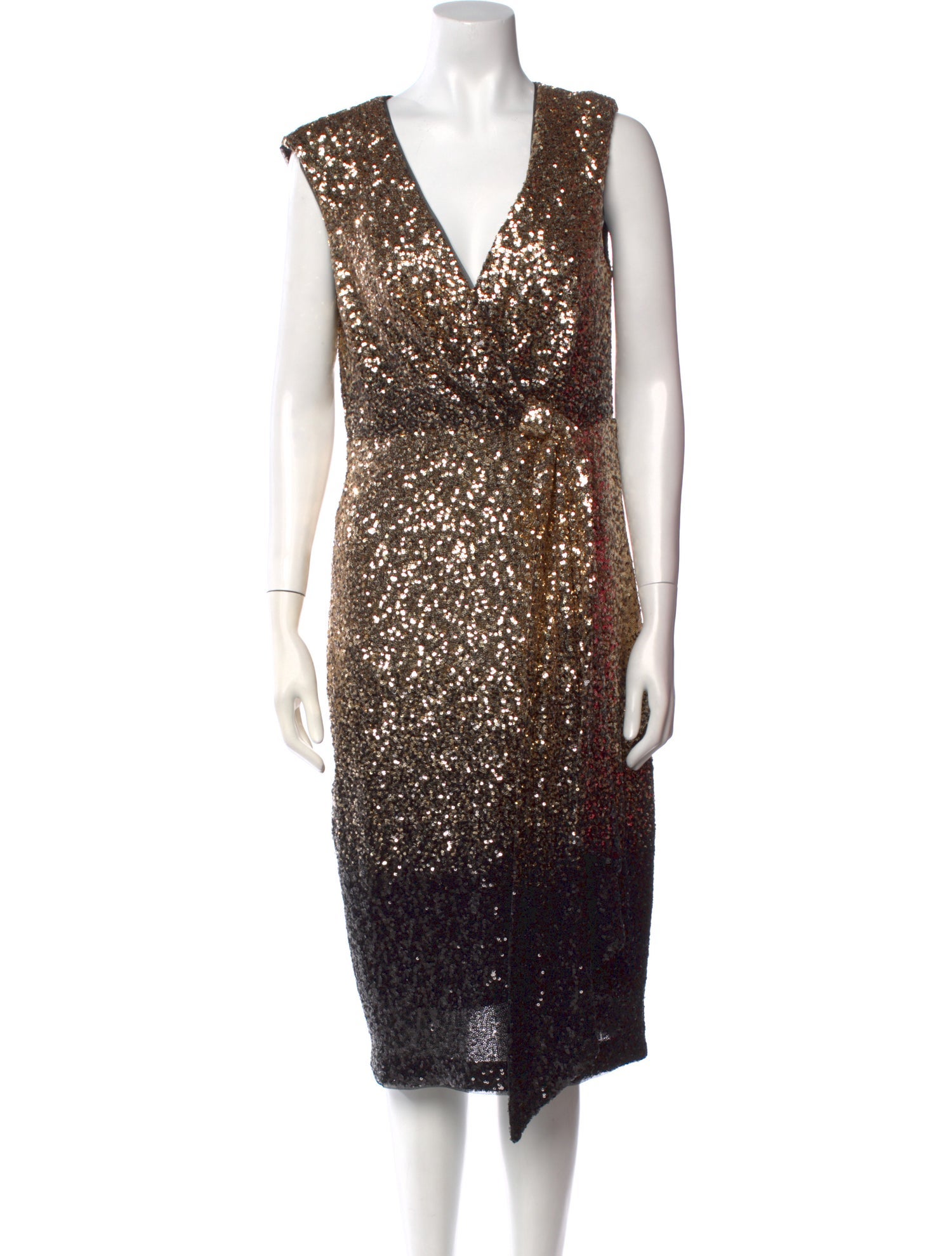 Badgley Mischka V-Neck Midi Length Dress