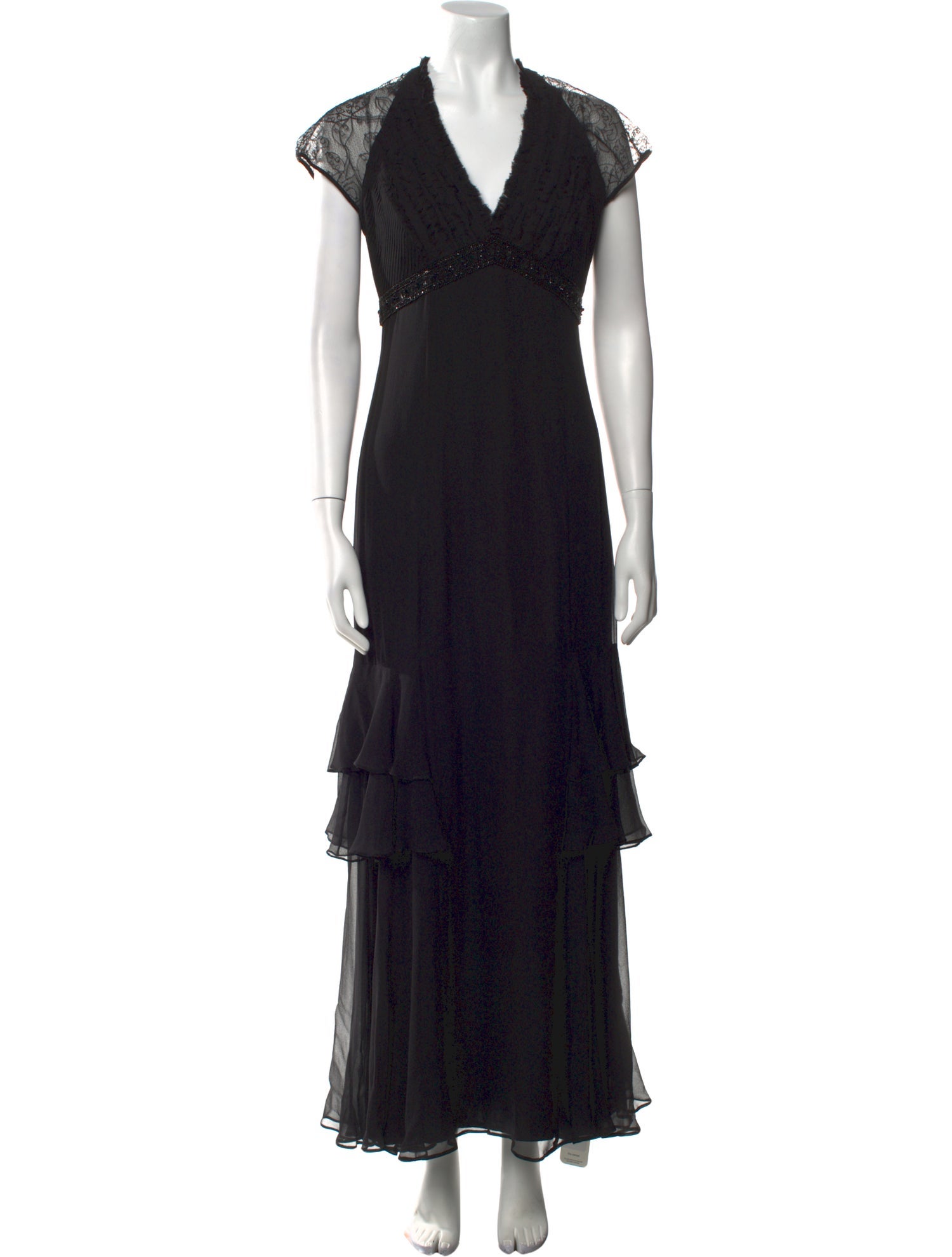Badgley Mischka Silk Long Dress - Black Dresses, Clothing - BAG75801 | The  RealReal