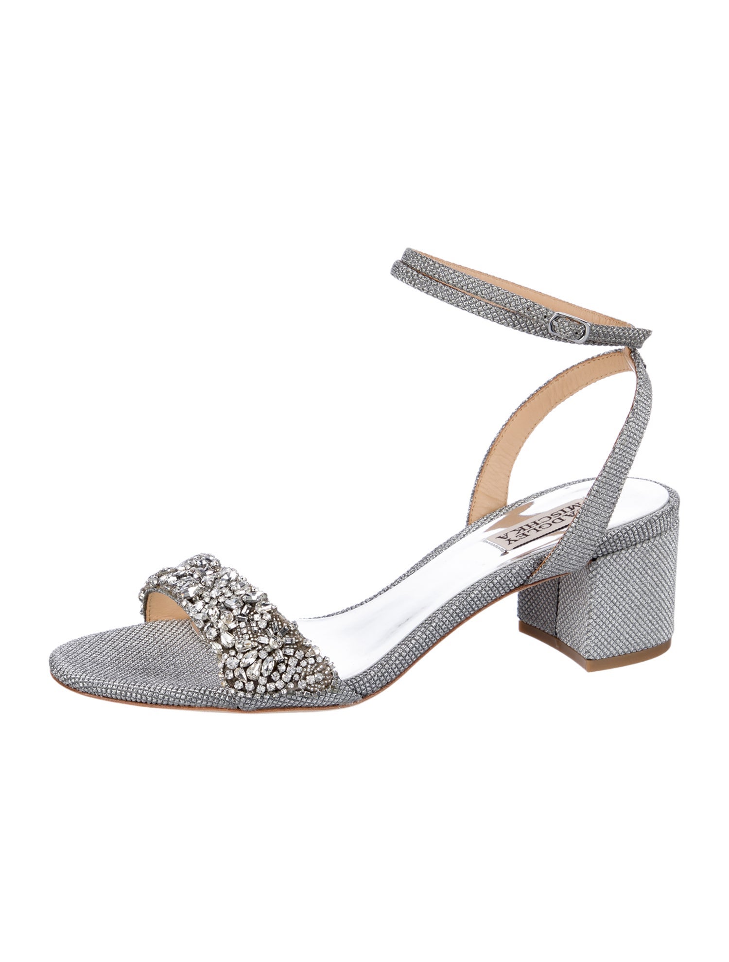 Badgley Mischka Glitter Crystal Embellishments Sandals