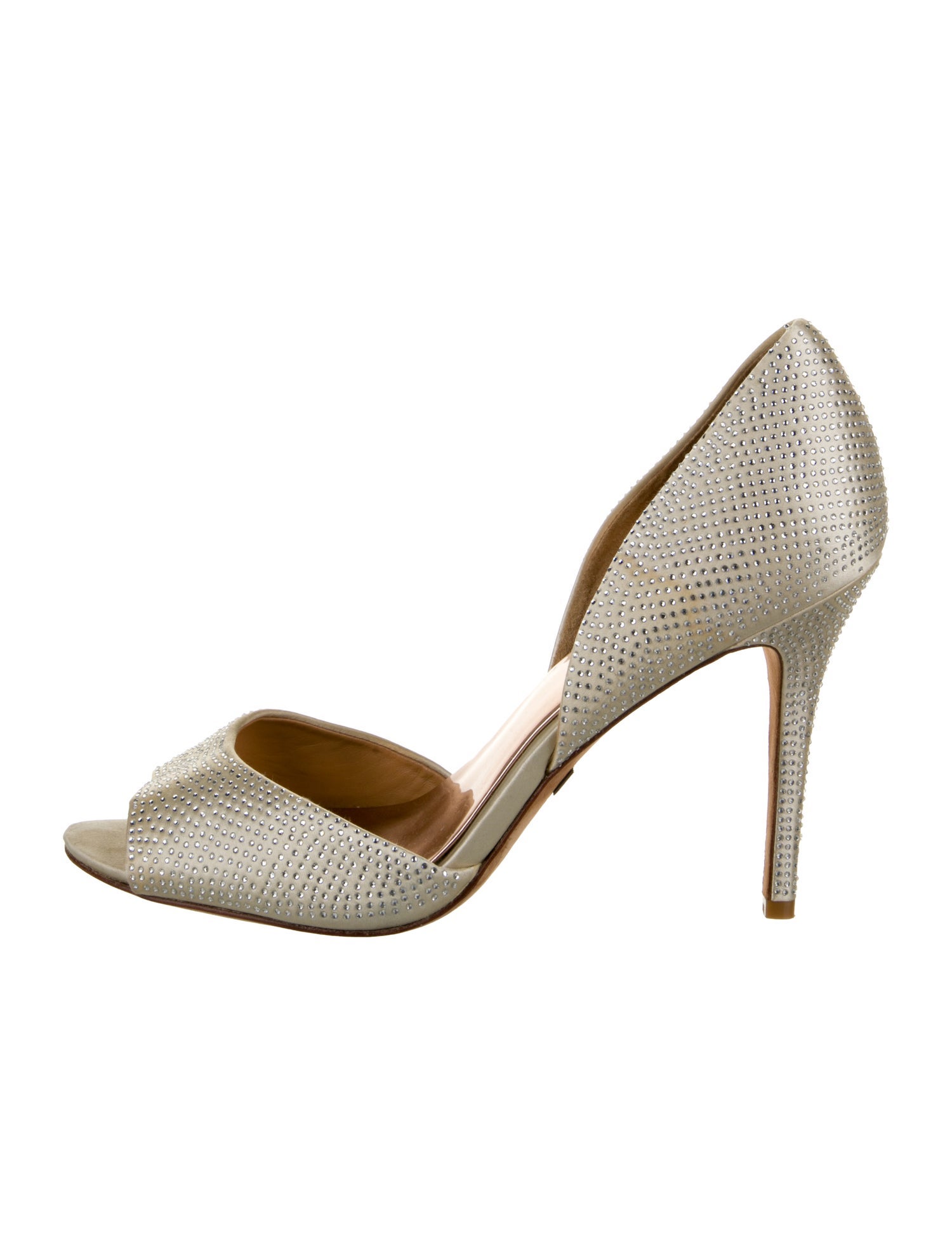 Badgley Mischka Satin Crystal Embellishments D'Orsay Pumps