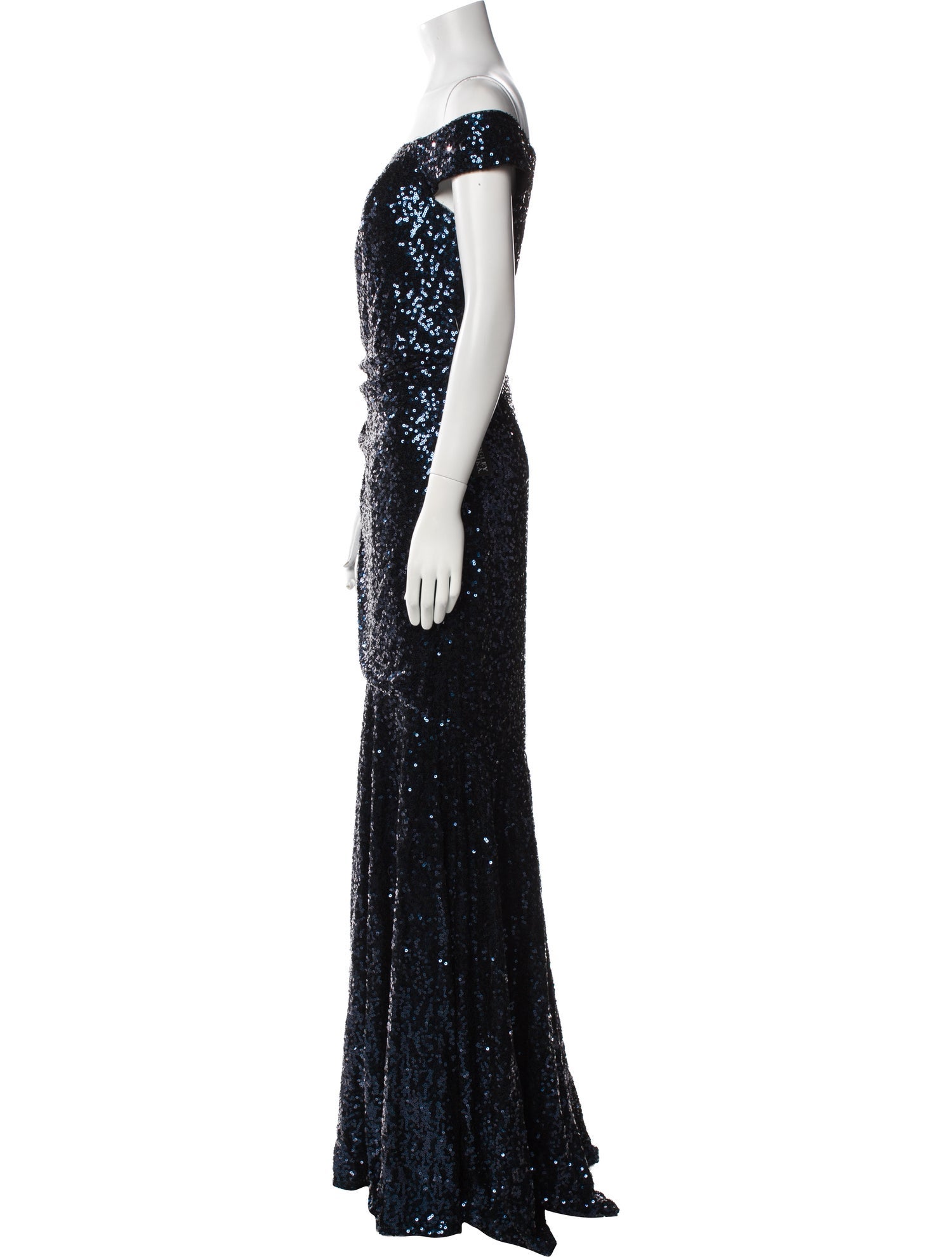 Badgley Mischka Off-The-Shoulder Long Dress