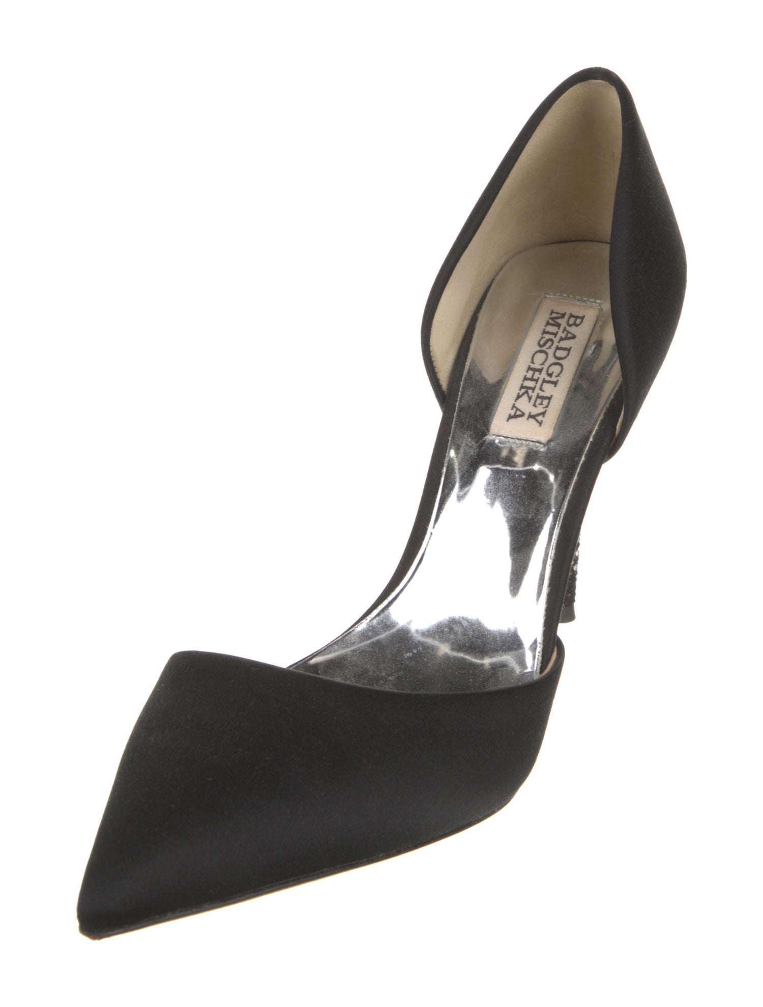 Badgley Mischka Satin Crystal Embellishments D'Orsay Pumps