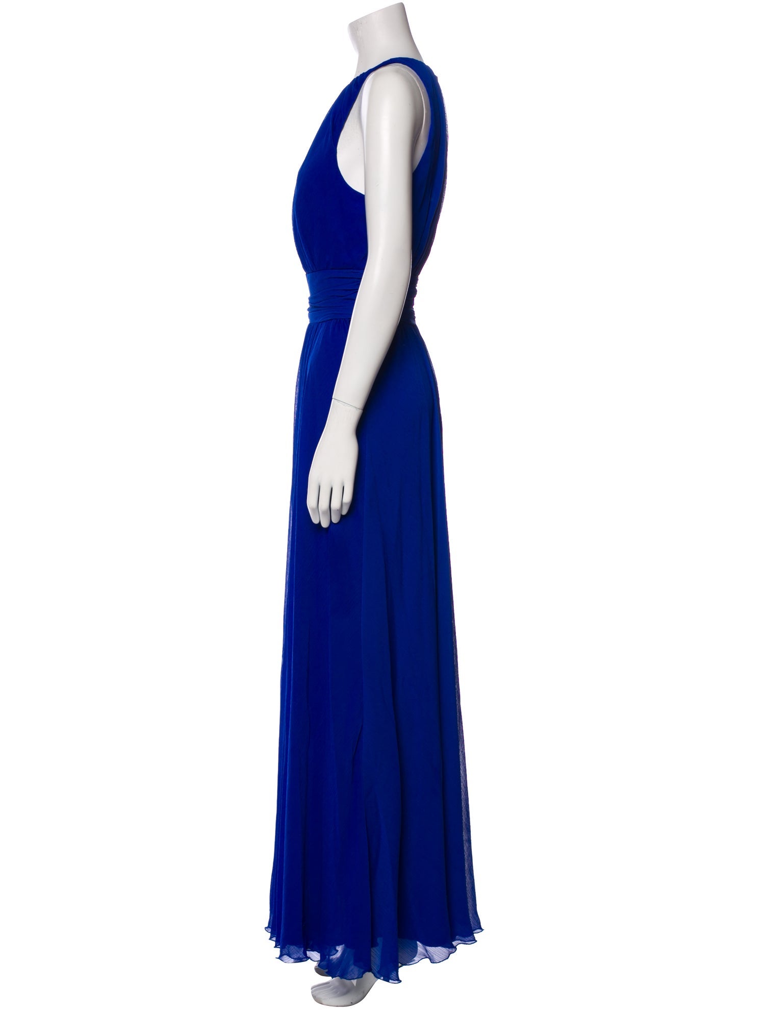 Badgley Mischka Crew Neck Long Dress
