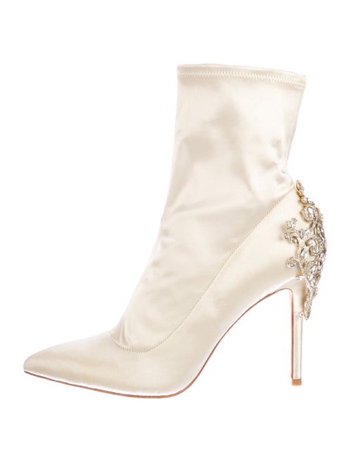 Badgley Mischka Satin Crystal Embellishments Boots