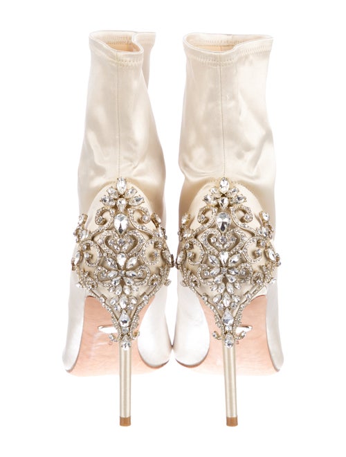 Badgley Mischka Satin Crystal Embellishments Boots