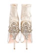 Badgley Mischka Satin Crystal Embellishments Boots