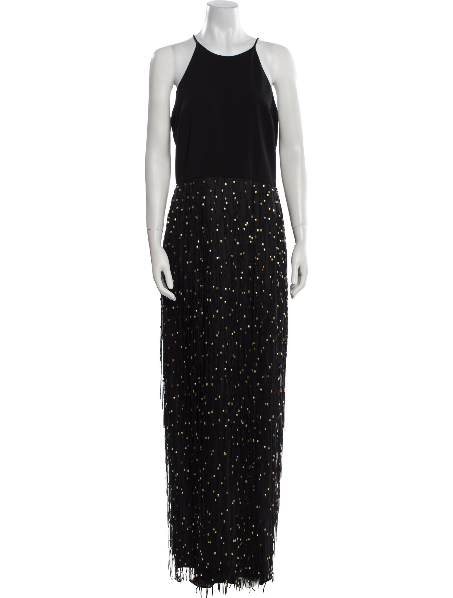 Badgley Mischka Crew Neck Long Dress