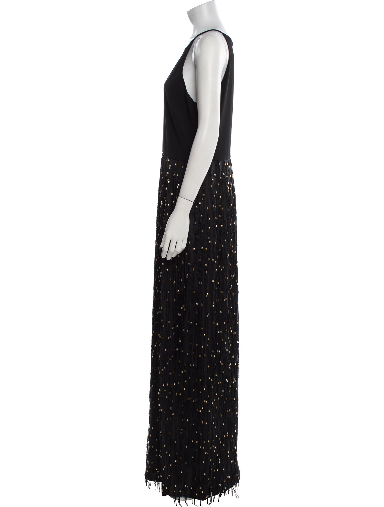 Badgley Mischka Crew Neck Long Dress