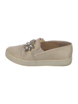 Badgley Mischka Satin Crystal Embellishments Sneakers