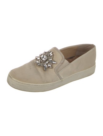 Badgley Mischka Satin Crystal Embellishments Sneakers