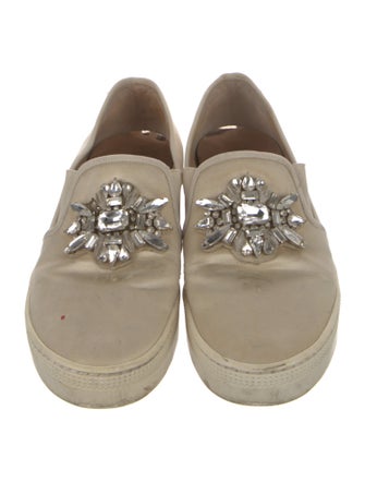 Badgley Mischka Satin Crystal Embellishments Sneakers