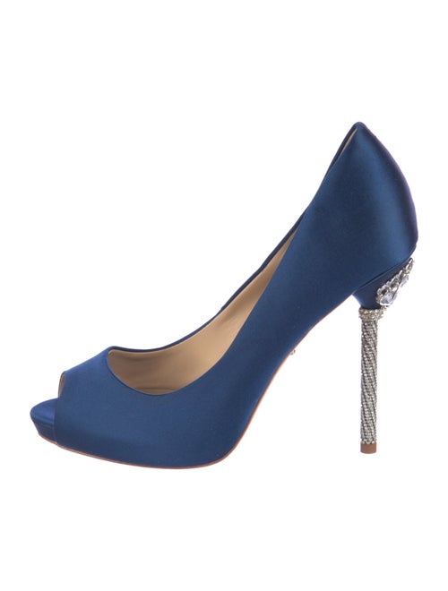 Badgley Mischka Satin Crystal Embellishments Pumps