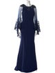Badgley Mischka Crew Neck Long Dress