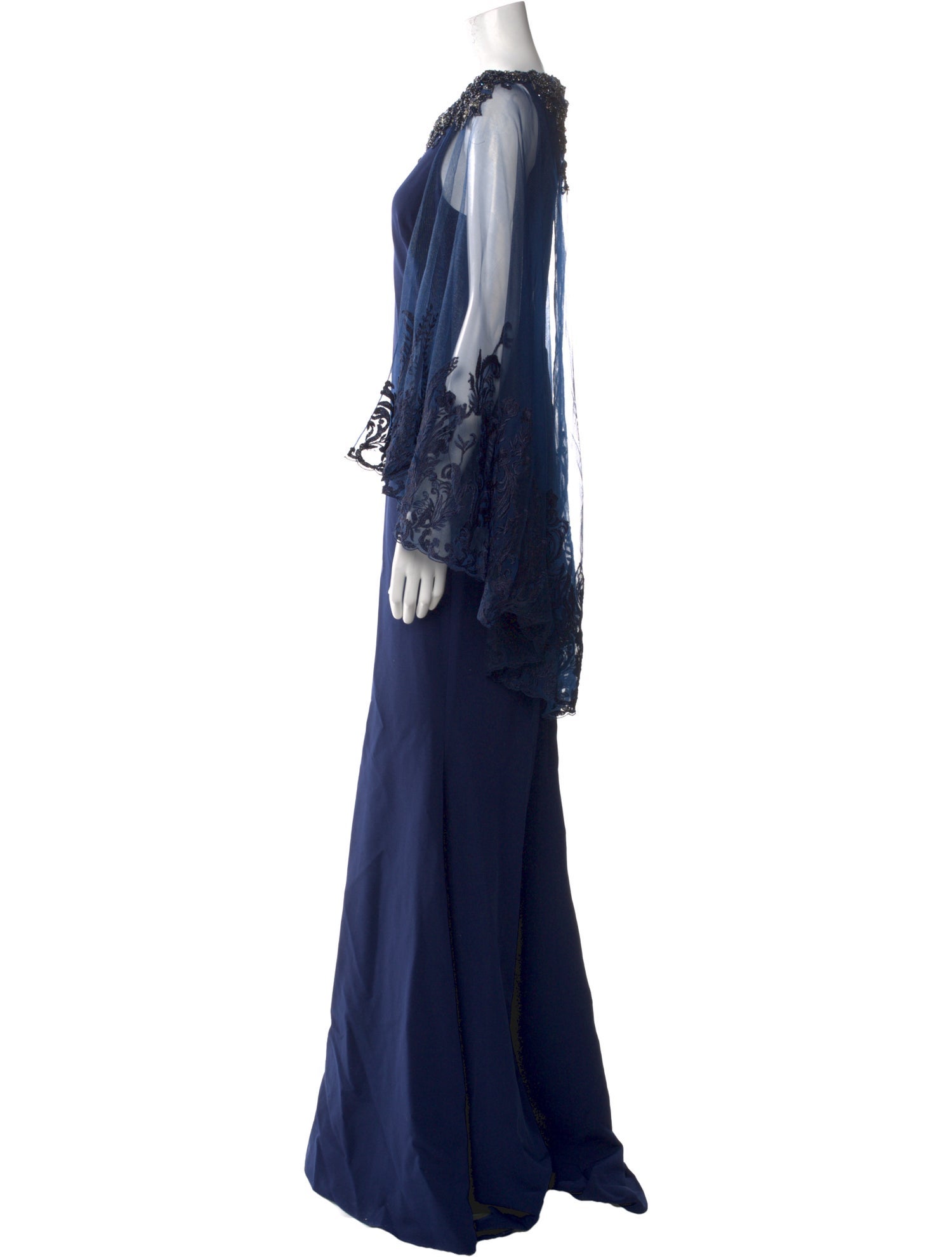 Badgley Mischka Crew Neck Long Dress