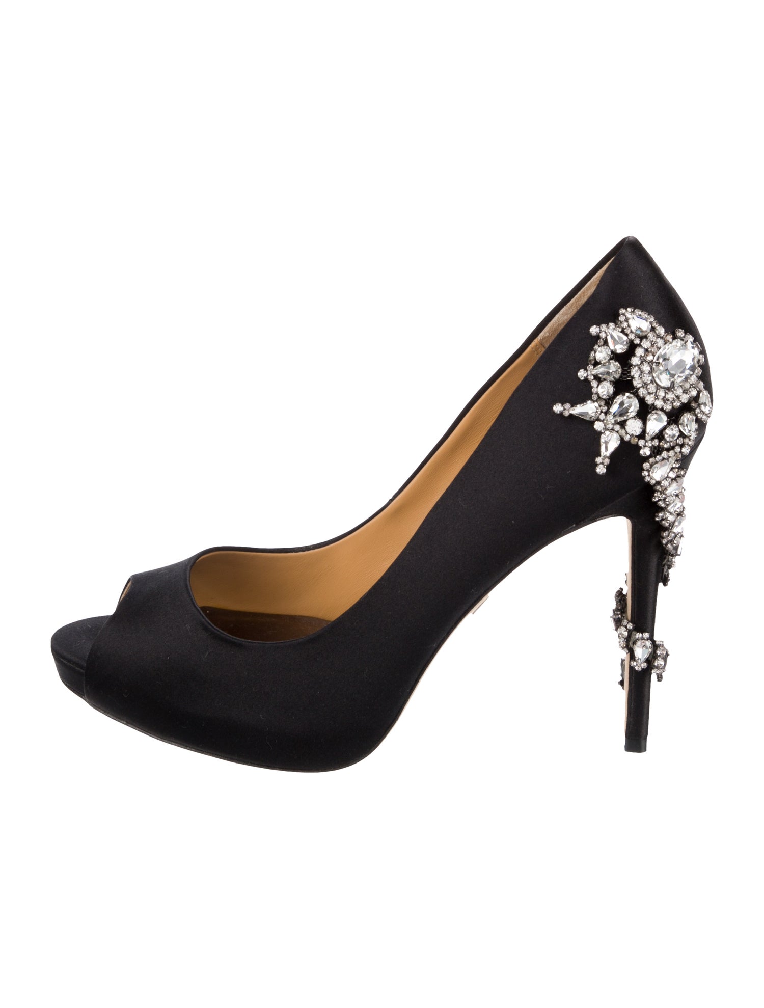 Badgley Mischka Satin Crystal Embellishments Pumps