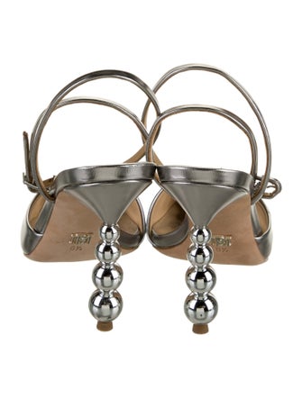 Badgley Mischka Leather Crystal Embellishments Slingback Pumps