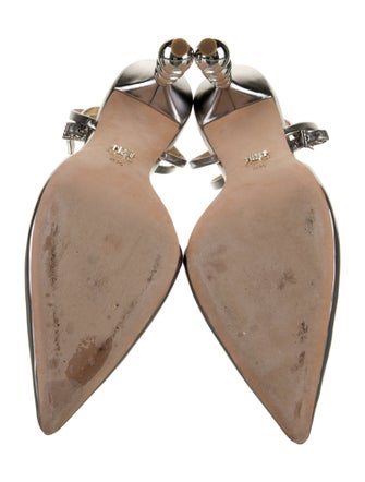 Badgley Mischka Leather Crystal Embellishments Slingback Pumps