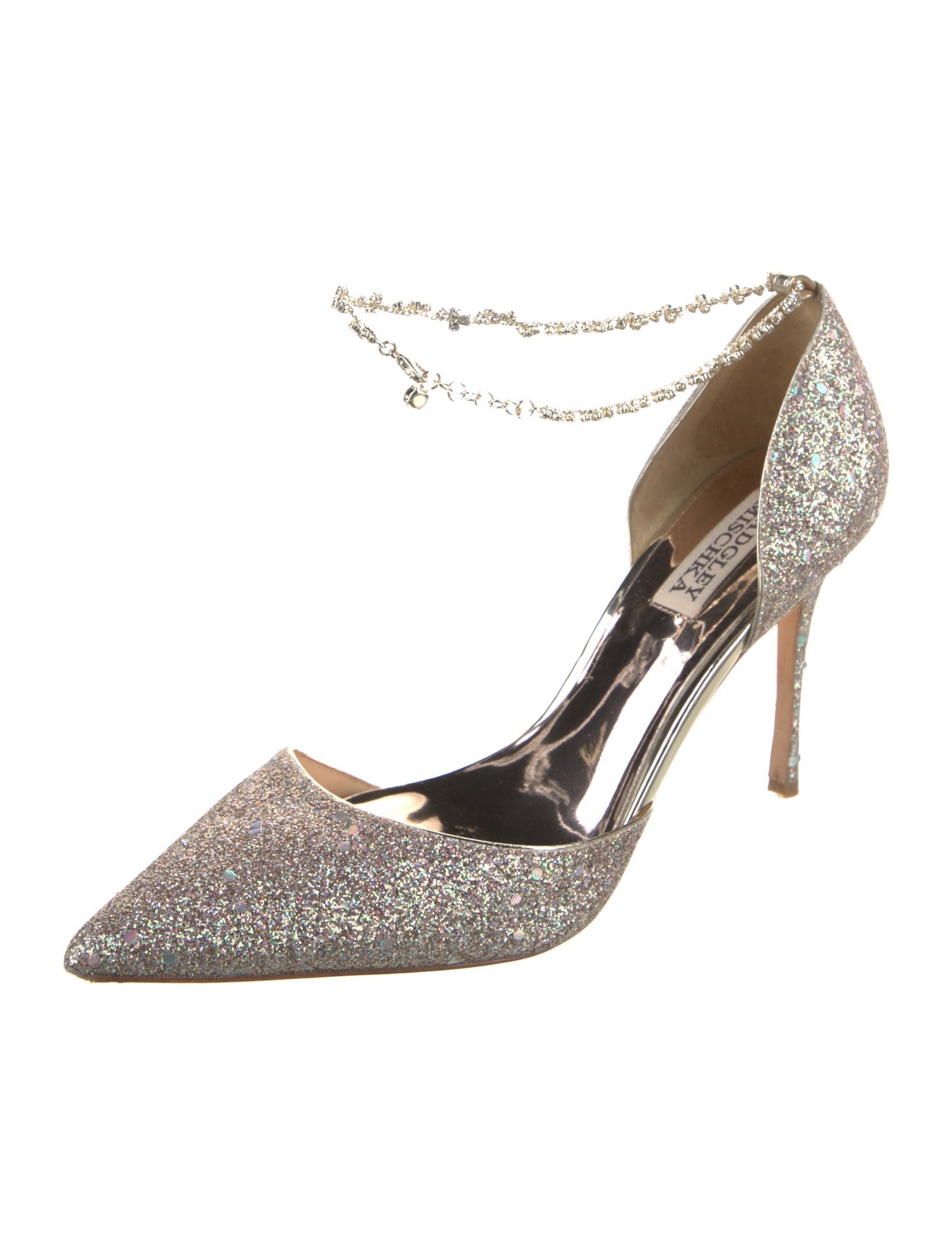 Badgley Mischka Glitter Crystal Embellishments D'Orsay Pumps