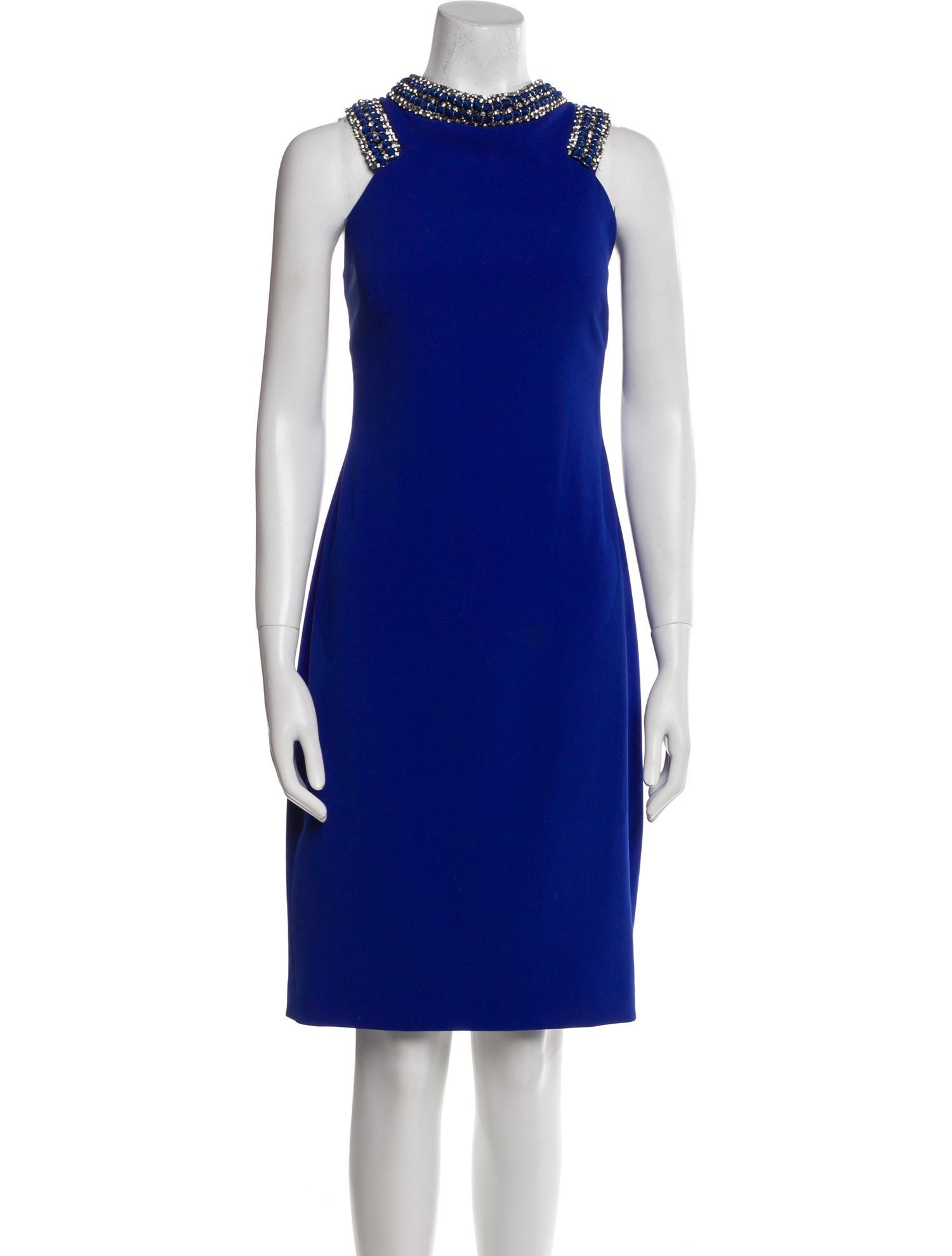 Badgley Mischka Mock Neck Knee-Length Dress