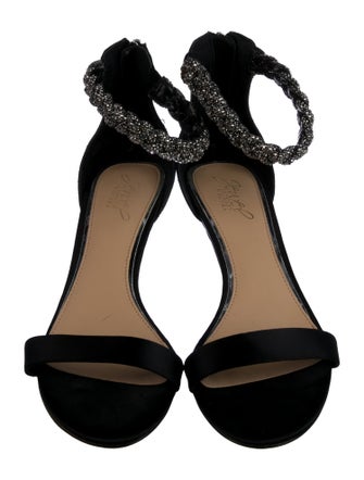 Badgley Mischka Satin Crystal Embellishments Sandals