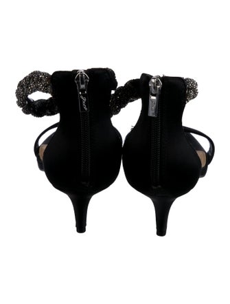Badgley Mischka Satin Crystal Embellishments Sandals